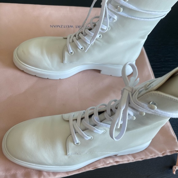 Stuart Weitzman white mckenzee combat boot - Picture 5 of 8